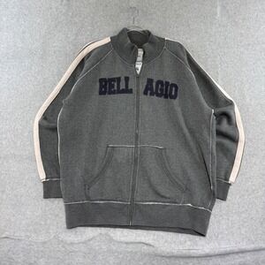 J. America Bellagio Track Jacket Mens XL Gray y2k Full Zip Fleece Sweatshirt